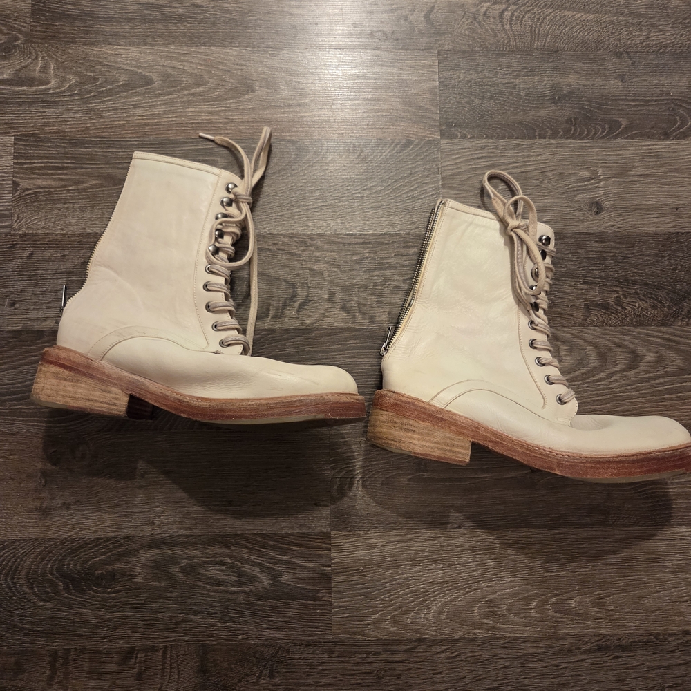 Free People Off-White Lace-Up Boots